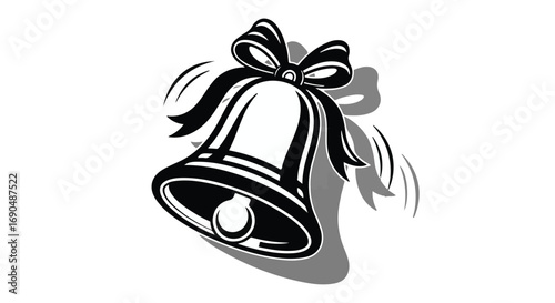 Festive ringing bell with a bow, announcing celebration and joy
