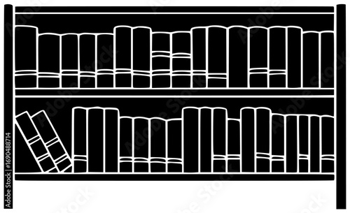 education illustration library silhouette bookshelf logo literature icon book outline school bookcase study knowledge read shelf collection day bookstore shape home vector graphic background