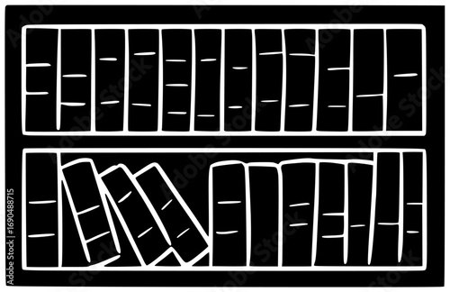 education illustration library silhouette bookshelf logo literature icon book outline school bookcase study knowledge read shelf collection day bookstore shape home vector graphic background