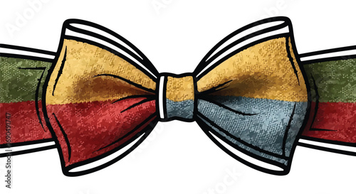 Colorful striped bow tie with a playful, festive design