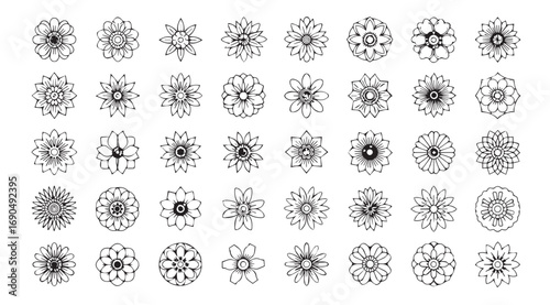 Collection of intricate geometric mandala designs in silhouette