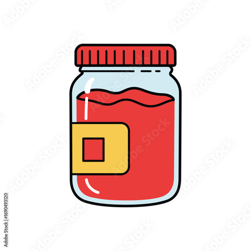 Colorful Jar of Preserved Food with a Unique Label Design.