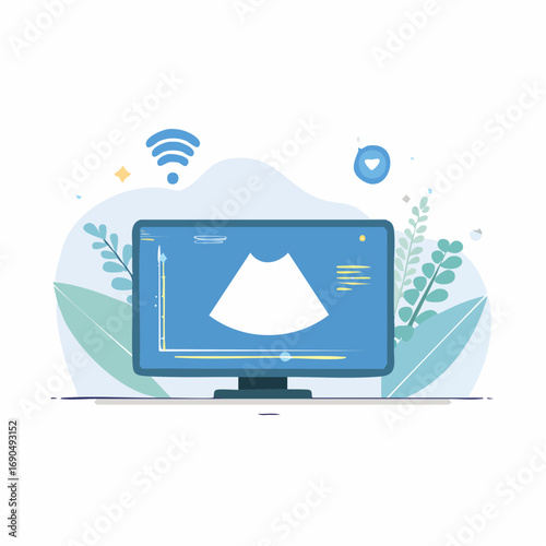 Digital Ultrasound Monitor With Medical Graphic