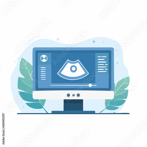 Computer Screen Showing Ultrasound Image