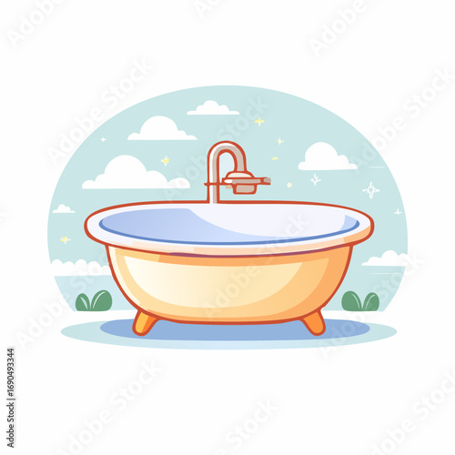 Cute Cartoon Bathtub Illustration