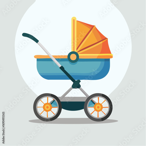 Colorful Baby Stroller Illustration