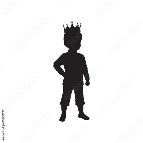 Boy prince silhouette vector flat illustration design on white background