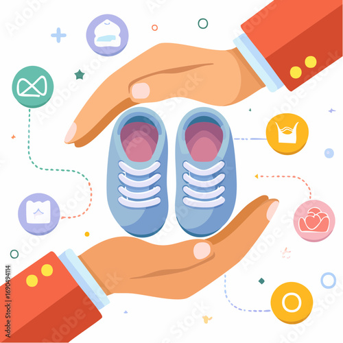 Baby Shoes Protected By Caring Hands