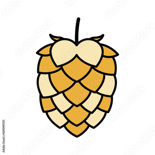 Vibrant Cartoon Illustration of a Hop Cone.