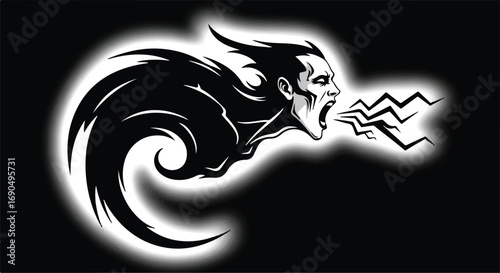 Fierce dark spirit shrieking with glowing energy, representing anger or despair.