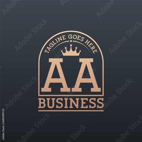 Luxury AA Logo with Crown. Elegant Letter AA Business Logo