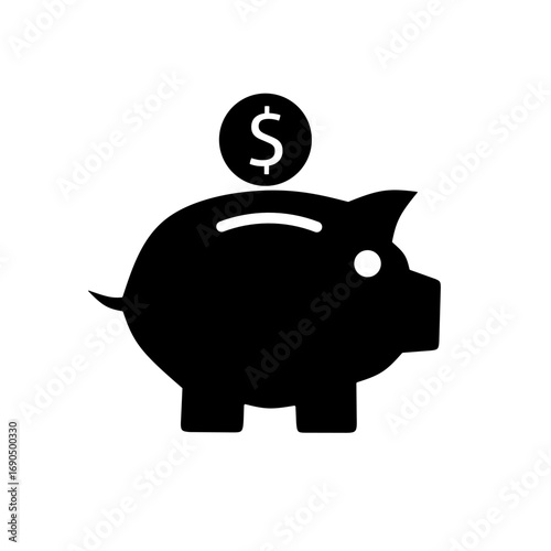 piggy bank icon vector on white background