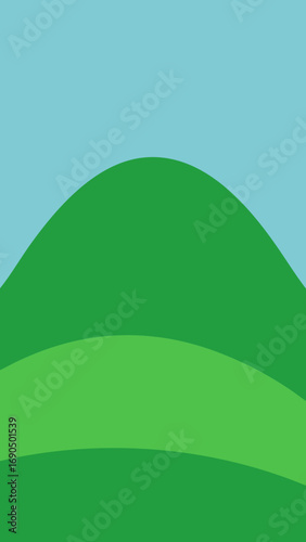 Vibrant green hills and blue sky landscape vector illustration scalable nature scene