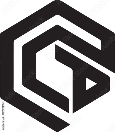 Abstract Geometric Hexagon Logo Design Modern Black 3D Icon