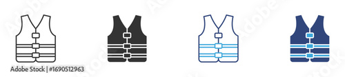 Life Vest flat icon set, Life Jacket icon set in outline and flat style , vector illustration. 