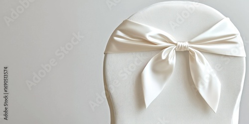 Wallpaper Mural A white chair is elegantly decorated with a satin bow. The bow is tied in a neat, centered knot and drapes gracefully over the back of the chair.  Torontodigital.ca