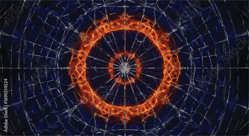 Fiery cosmic explosion radiating energy through starry dark space