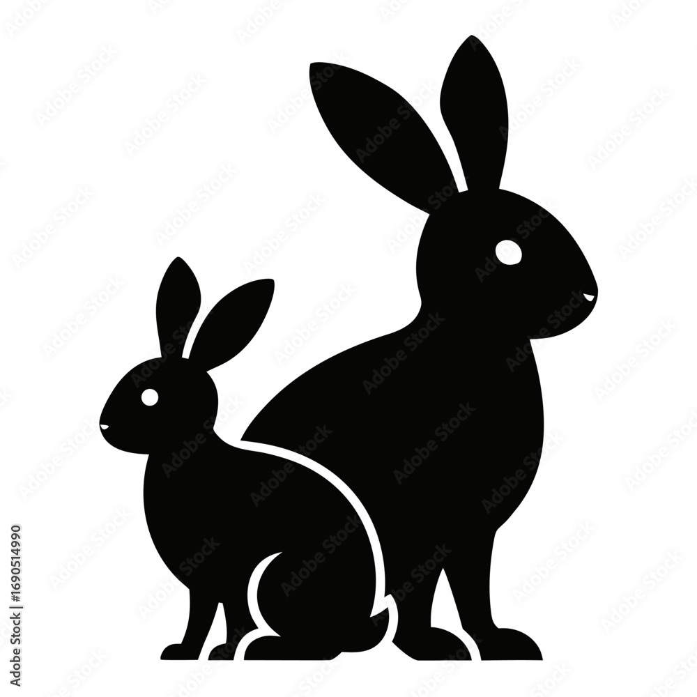 Obraz premium silhouette of a Rabbits on white background