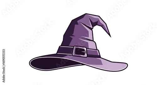 Mysterious purple witch hat with buckle, perfect for Halloween and fantasy themes