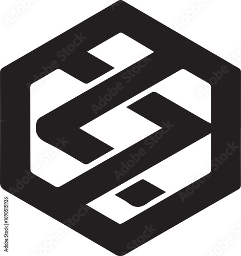 Abstract 3D Cube Logo Design Modern Black Geometric logo