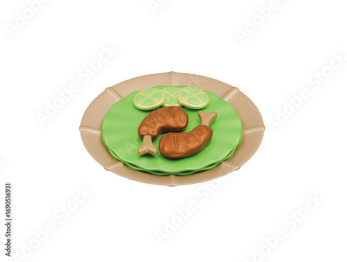 tandoori chicken icon 3d illustration render
