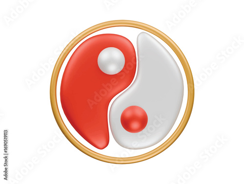 yin and yang icon 3d illustration render