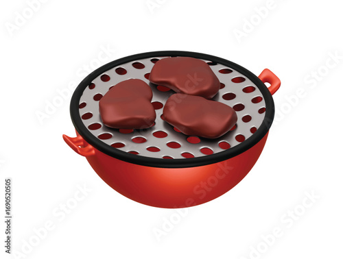 beef grill icon 3d illustration render