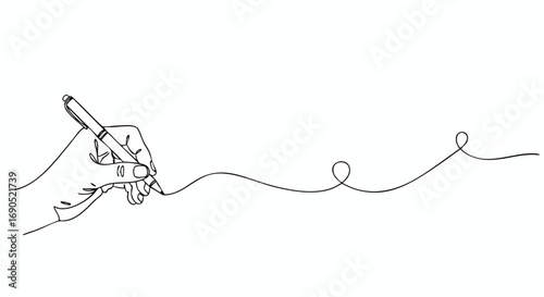 Expressive hand drawing dynamic line art on white, creating elegant flowing designs with modern penmanship