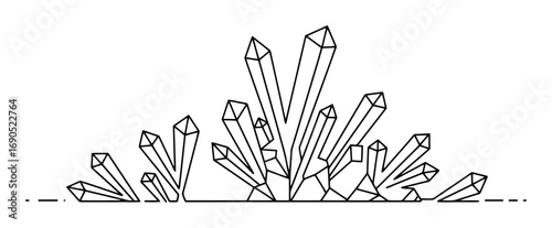 Crystalline Organic Growth - Minimalist Line Art Vector
