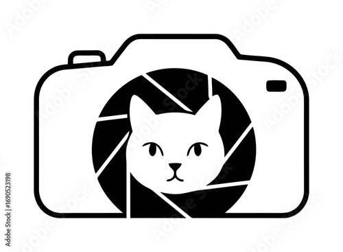 Cat Camera Logo - Pet Photography, Negative Space Design