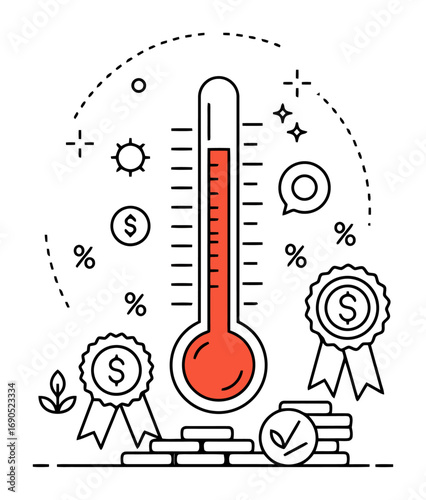 Savings Goal Thermometer Icon - Minimalist Vector