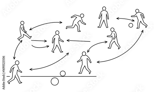 Team Sport Strategy Diagram - Minimalist Vector