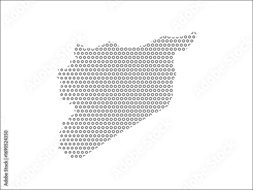 Syria map made in circles on white background 