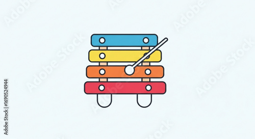 Colorful xylophone musical instrument for kids learning and playing music education toy illustration vector