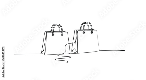 Minimalist shopping bag illustration for a modern retail brand and fashion promotion campaign design