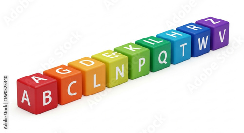 Colorful alphabet blocks educational toy for kids learning abc letters and preschool development concept