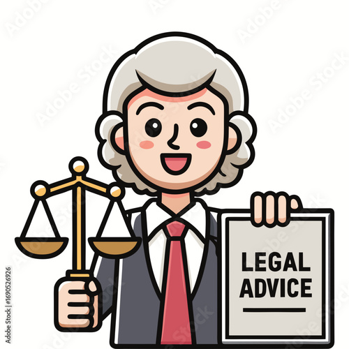 Professional Attorney Holding Legal Advice Signboard Vector Illustration, Law Consultation Concept, Justice, Lawyer Office, Legal Guidance, Courtroom, Advice