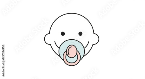 Baby face with pacifier vector illustration for newborn essentials and childcare products design element