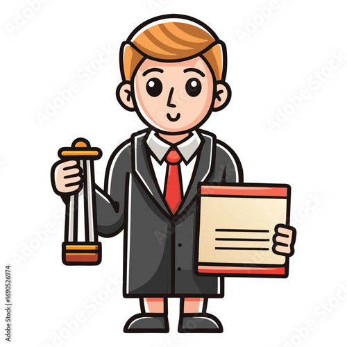 Professional Attorney Holding Legal Advice Signboard Vector Illustration, Law Consultation Concept, Justice, Lawyer Office, Legal Guidance, Courtroom, Advice