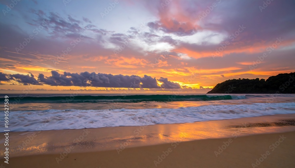 Fototapeta premium Sunset over tropical beach (2)