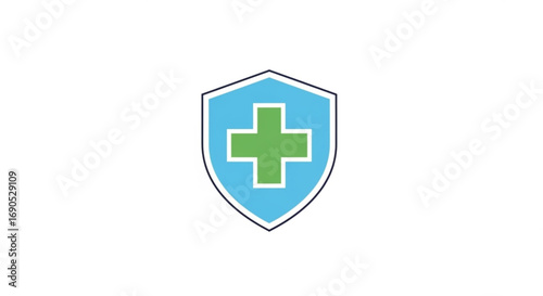 Medical shield logo design for healthcare protection and insurance health safety first aid cross symbol concept