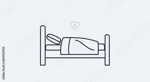 Patient resting in hospital bed for medical care and treatment recovery and health insurance concept