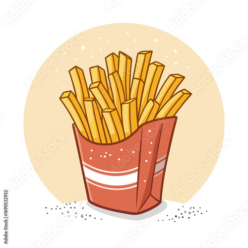 Vector Illustration of French Fries with Crispy Golden Snack Design