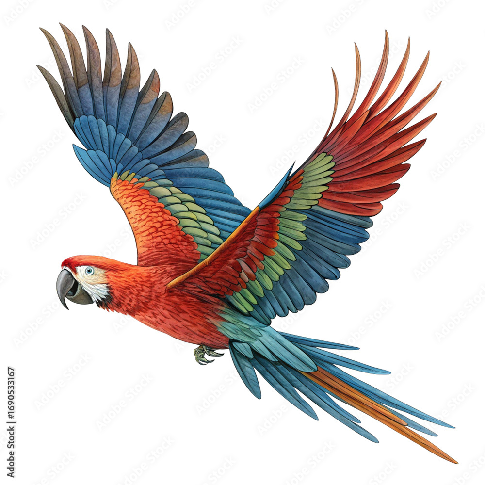 Obraz premium Vibrant Blue and Green Macaw Parrot with Detailed Feathers Showcases Tropical Beauty 