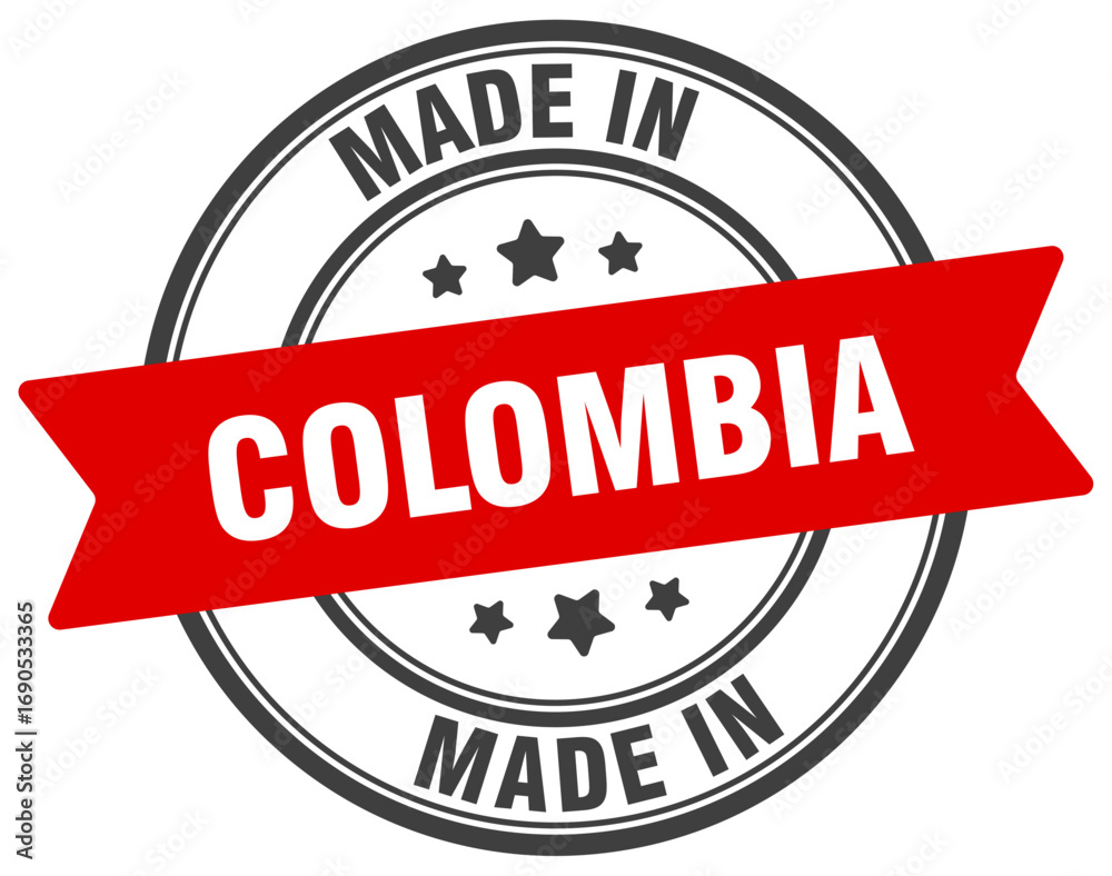Fototapeta premium Made in Colombia round sign. Made in Colombia stamp.