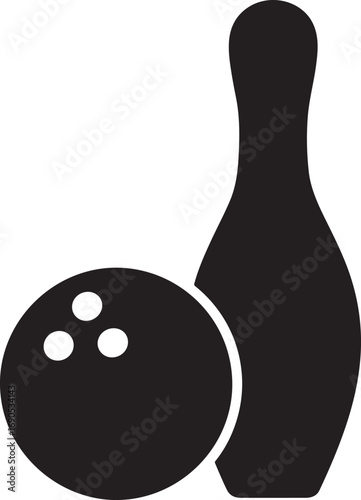 Bowling Pin icon, bowling ball and pin silhouette icon, bowling silhouette icon vector 