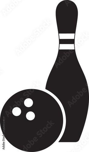 Bowling Pin icon, bowling ball and pin silhouette icon, bowling silhouette icon vector 