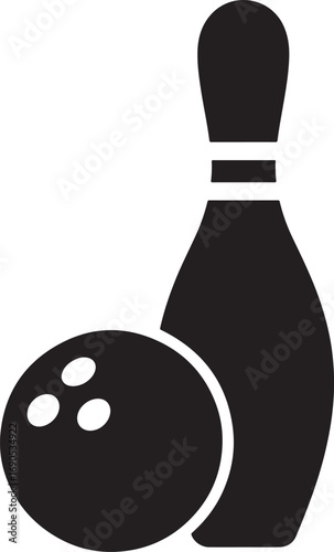 Bowling Pin icon, bowling ball and pin silhouette icon, bowling silhouette icon vector 