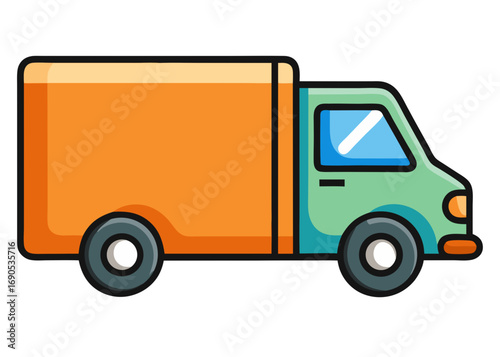 Fast shipping delivery truck flat icon for apps and websites	colorful isolated background