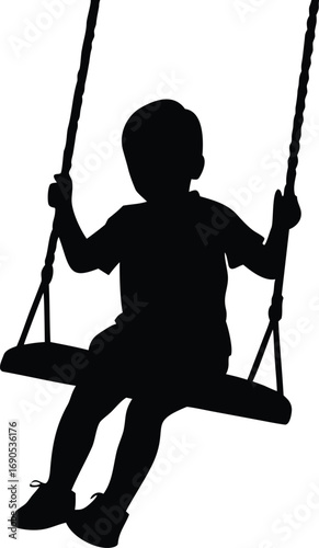  a Child on a Swing silhouette vector illustration